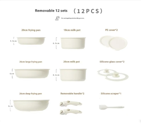 Removable Handle Non-Stick Pot Set with Steamer