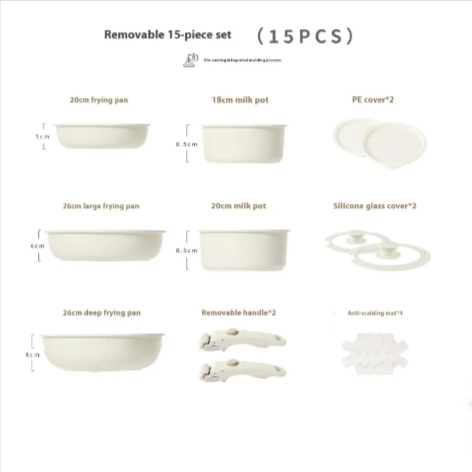 Removable Handle Non-Stick Pot Set with Steamer