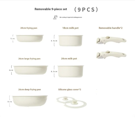 Removable Handle Non-Stick Pot Set with Steamer