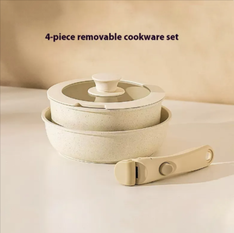 Removable Handle Non-Stick Pot Set with Steamer