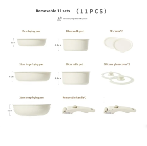 Removable Handle Non-Stick Pot Set with Steamer